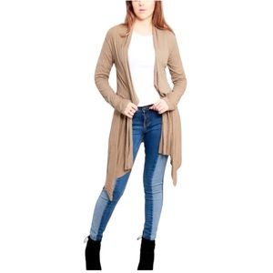 Context Cardigan in Mocha Waterfall collarless Long Open Cardigan Size L